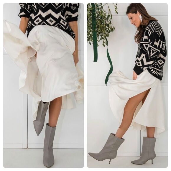Grey Pointed Boots H&M New - Picture 1 of 11